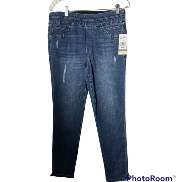 Wit & Wisdom Pull on Glider Ankle Length Distressed Denim jean - Picture 4 of 14